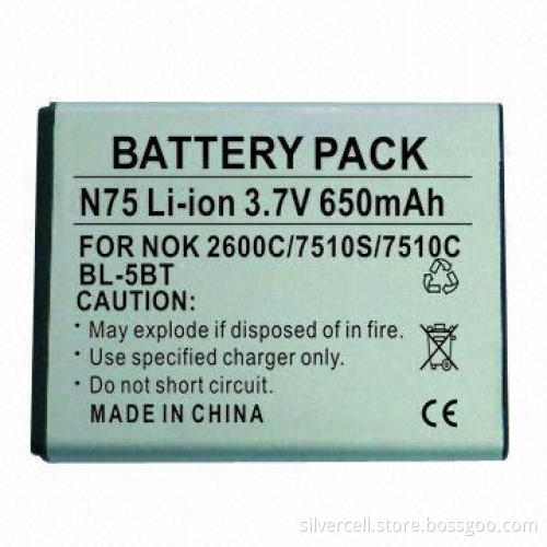 Li-ion Battery for Nokia BL-5BT, with 650mAh Capacity